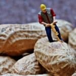 Kleine Figur auf Erdnuss